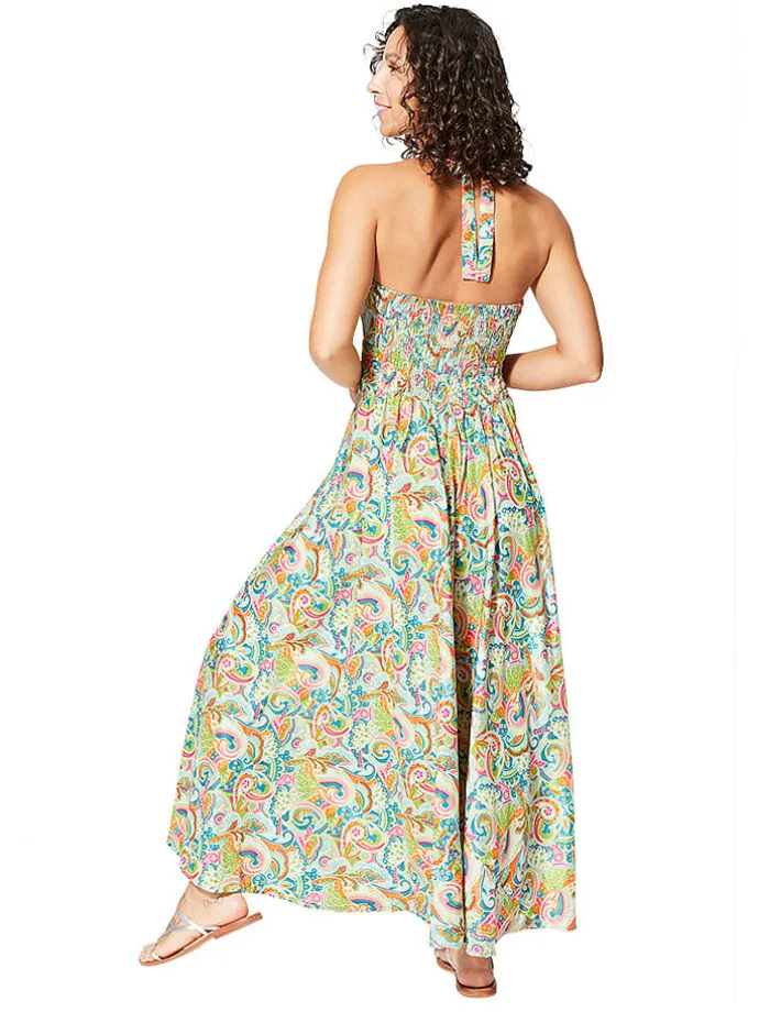 Jumpsuit in Hellgrün/Orange