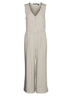Jumpsuit in Taupe/ Weiß