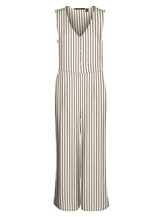 Jumpsuit in Taupe/ Weiß