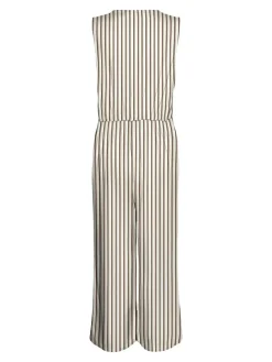 Jumpsuit in Taupe/ Weiß