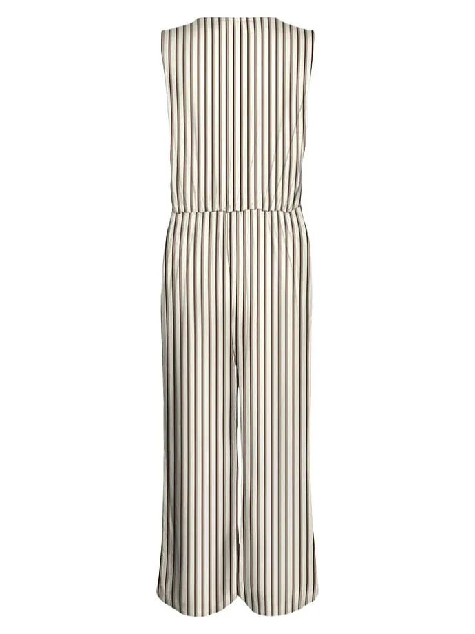 Jumpsuit in Taupe/ Weiß