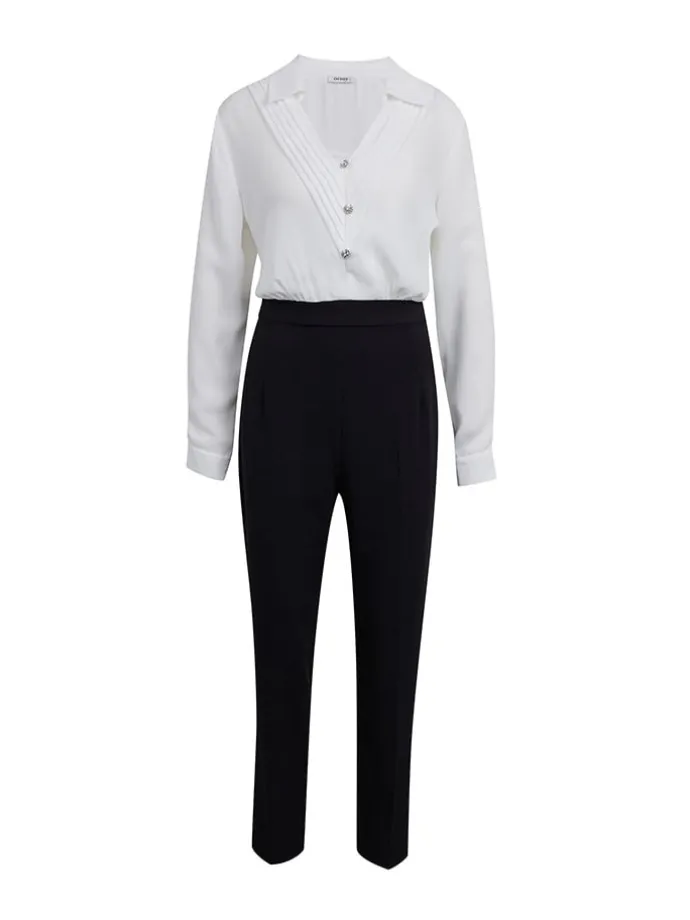 Jumpsuit in Weiß/ Schwarz