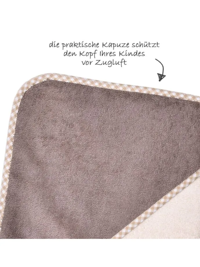 Kapuzenbadetuch 80 x 80 cm - Uni Natur H in beige,braun