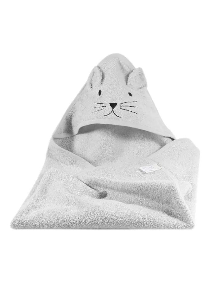 Kapuzenhandtuch Katze in Grau