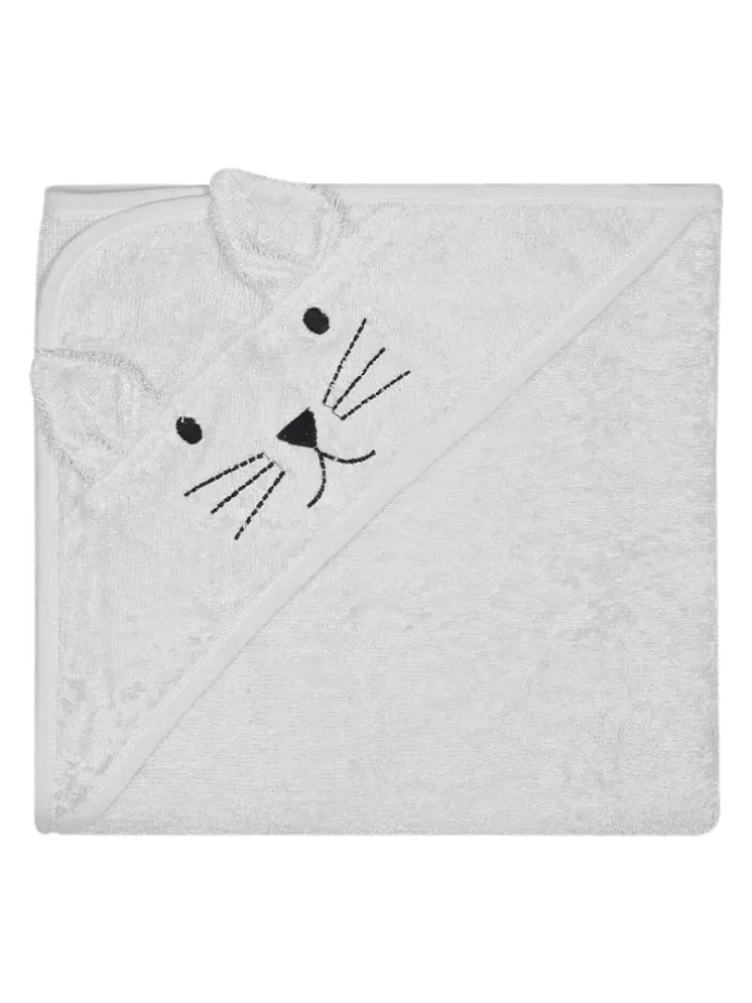 Kapuzenhandtuch Katze in Grau