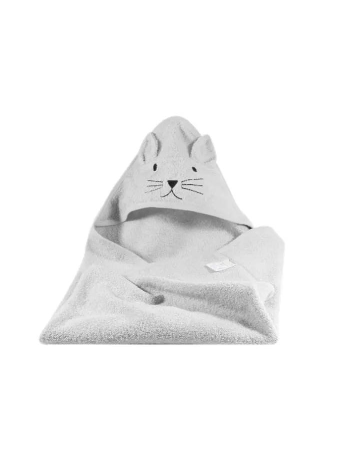 Kapuzenhandtuch Katze in Grau