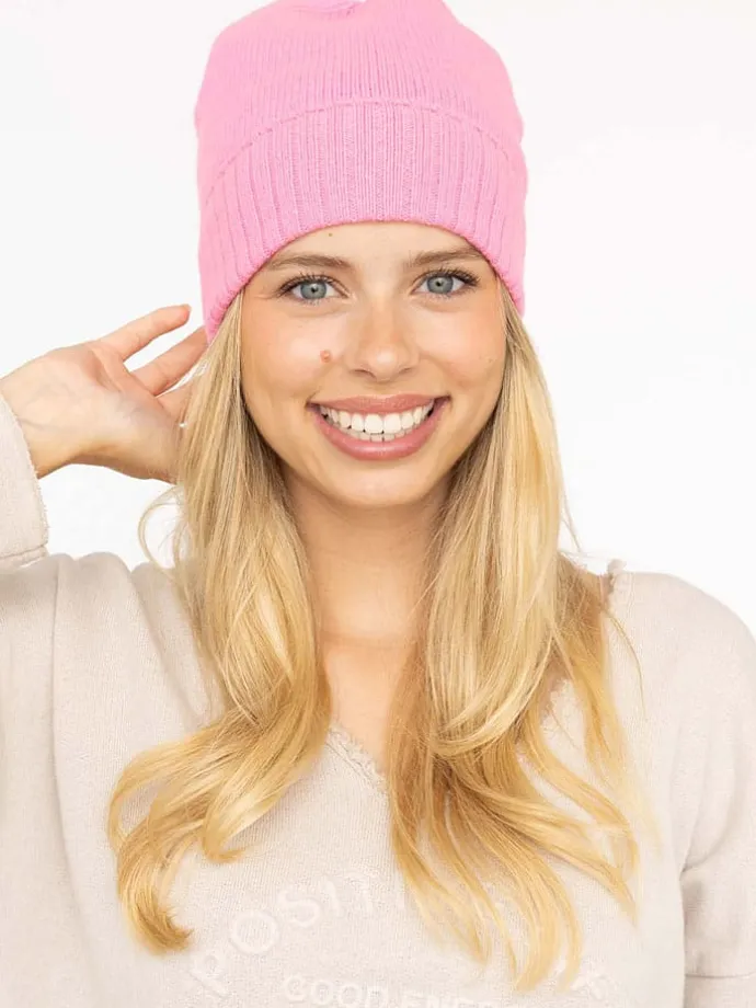 Kaschmir-Mütze in Rosa