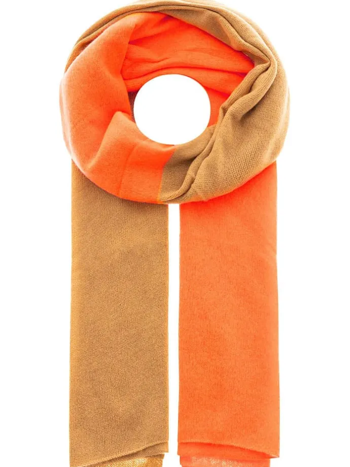 Kaschmir-Schal in Hellbraun/ Orange - (L)100 x (B)30 cm