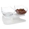 Katzen-Doppelnapf in Weiß/ Transparent -  (B)27,5 x (H)16 x (T)13,5 cm