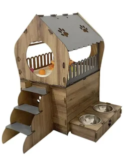 Katzenhaus in Braun - (B)65 x (H)68 x (T)51 cm