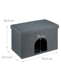 Katzenhöhle in Grau - (B)64,5 x (H)38,5 x (T)37,5 cm