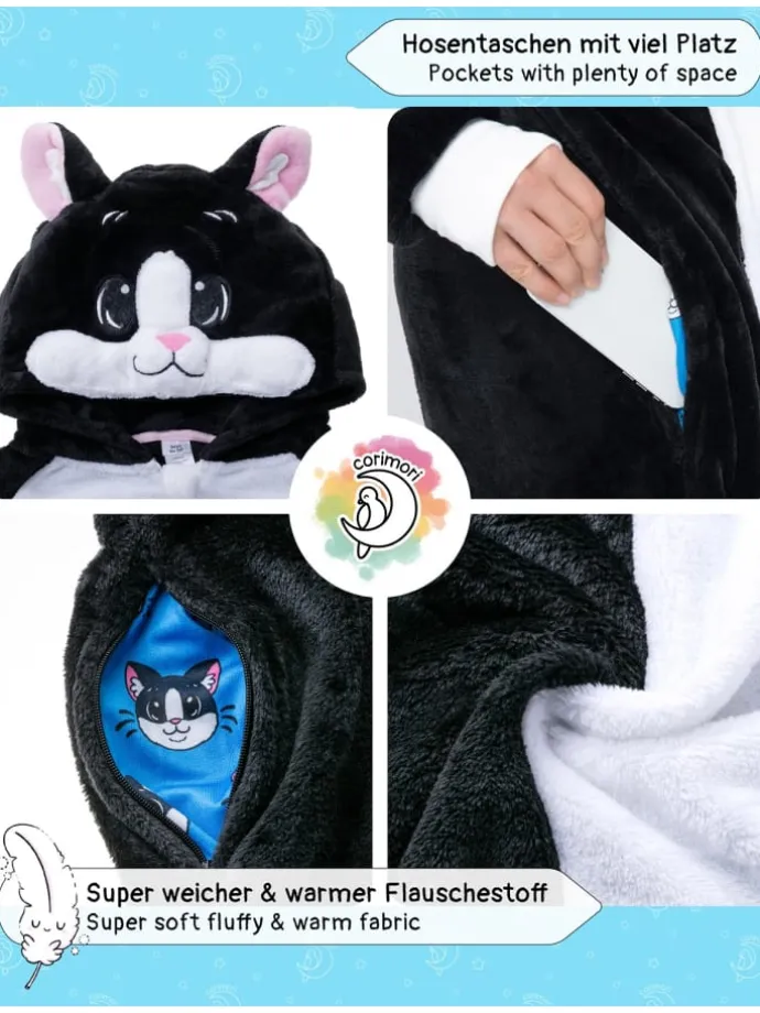 Katzen-Kostüm Fasching Katze in Schwarz