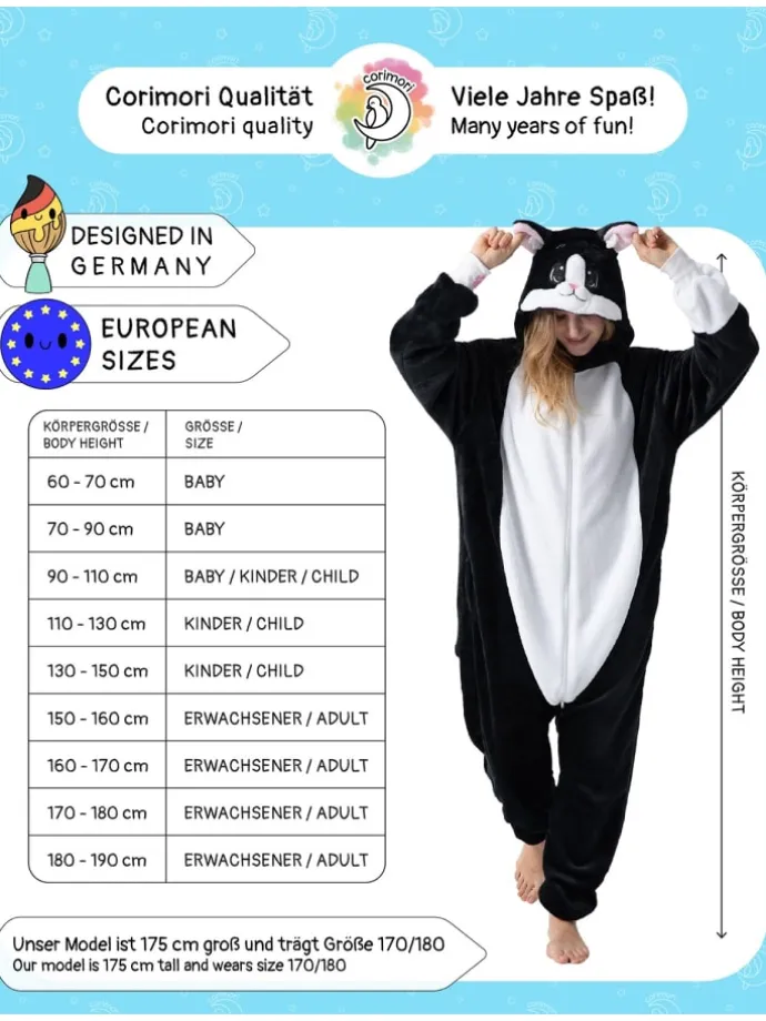 Katzen-Kostüm Fasching Katze in Schwarz