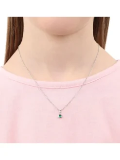 Kette mit Anhänger Silber 925, rhodiniert in Grün