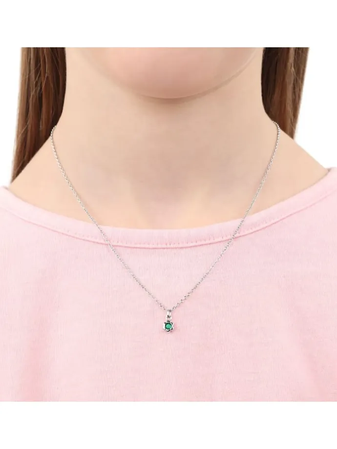 Kette mit Anhänger Silber 925, rhodiniert in Grün