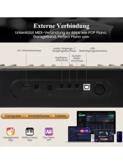 Keyboard Piano 88 Tasten in Schwarz