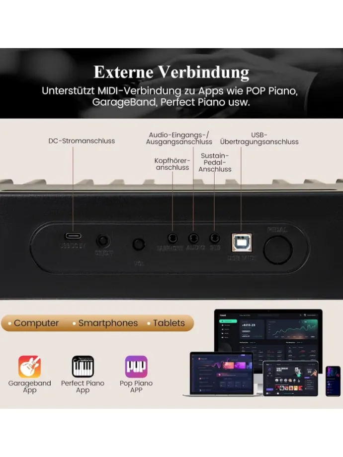 Keyboard Piano 88 Tasten in Schwarz