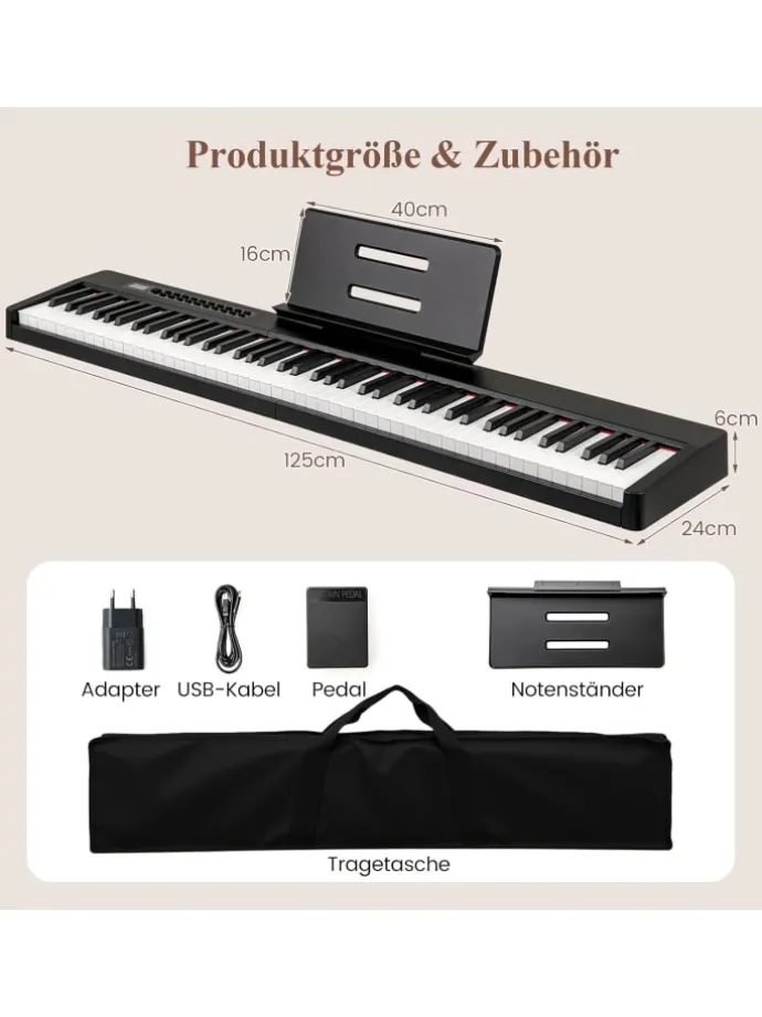 Keyboard Piano 88 Tasten in Schwarz