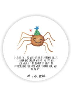 Kühlschrankmagnet Spinne Agathe Party mit Spruch in Weiß