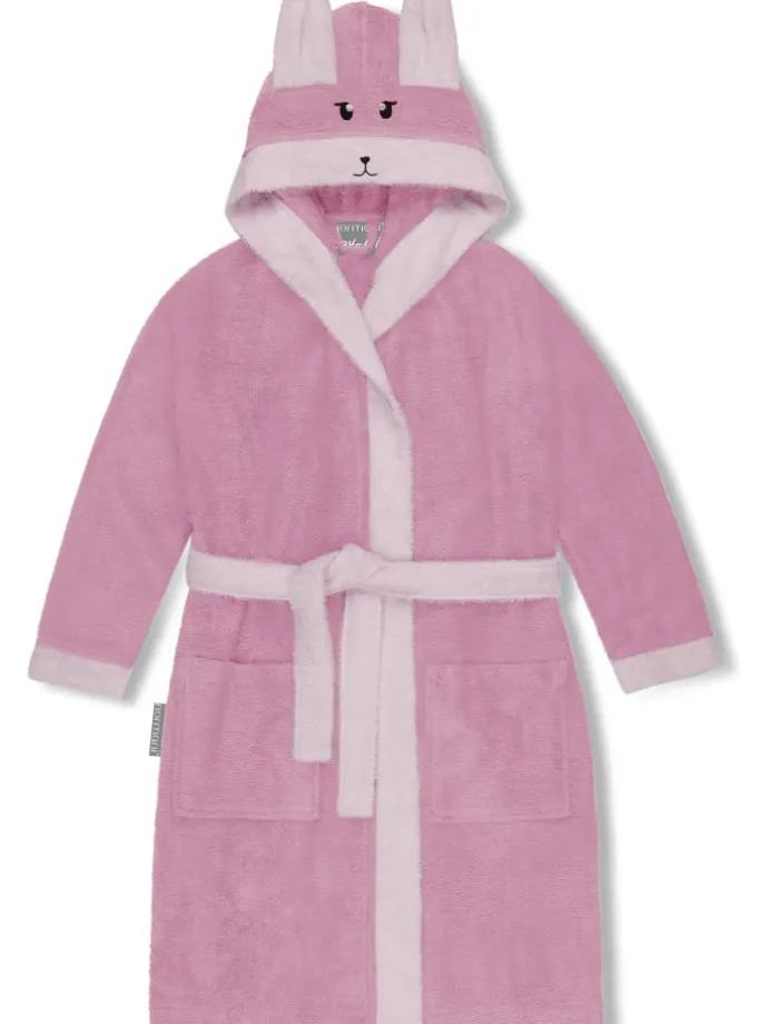 Kinder Bademantel aus Bio-Baumwolle Malia in Rosa / Alpaka