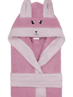 Kinder Bademantel aus Bio-Baumwolle Malia in Rosa / Alpaka