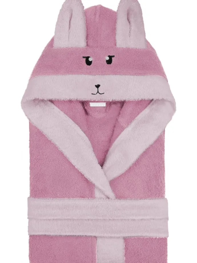 Kinder Bademantel aus Bio-Baumwolle Malia in Rosa / Alpaka