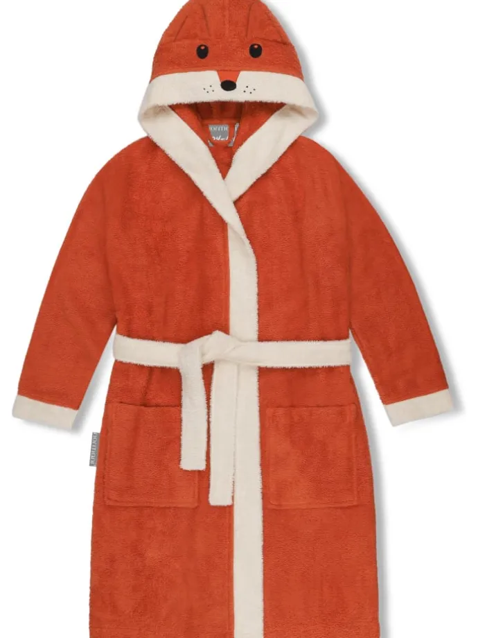 Kinder Bademantel aus Bio-Baumwolle Malia in Orange / Fuchs