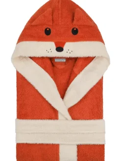 Kinder Bademantel aus Bio-Baumwolle Malia in Orange / Fuchs