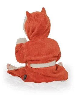 Kinder Bademantel aus Bio-Baumwolle Malia in Orange / Fuchs