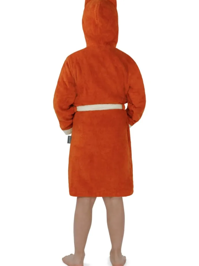 Kinder Bademantel aus Bio-Baumwolle Malia in Orange / Fuchs