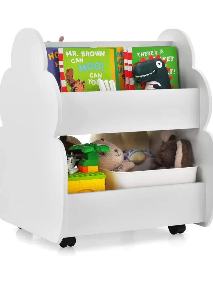 Kinder Bücherregal auf Rollen in Weiß