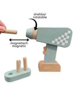 Kinder Bohrmaschine aus Holz mit magnetischen Bits ab 3 Jahre