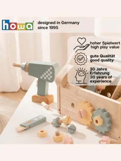 Kinder Bohrmaschine aus Holz mit magnetischen Bits ab 3 Jahre