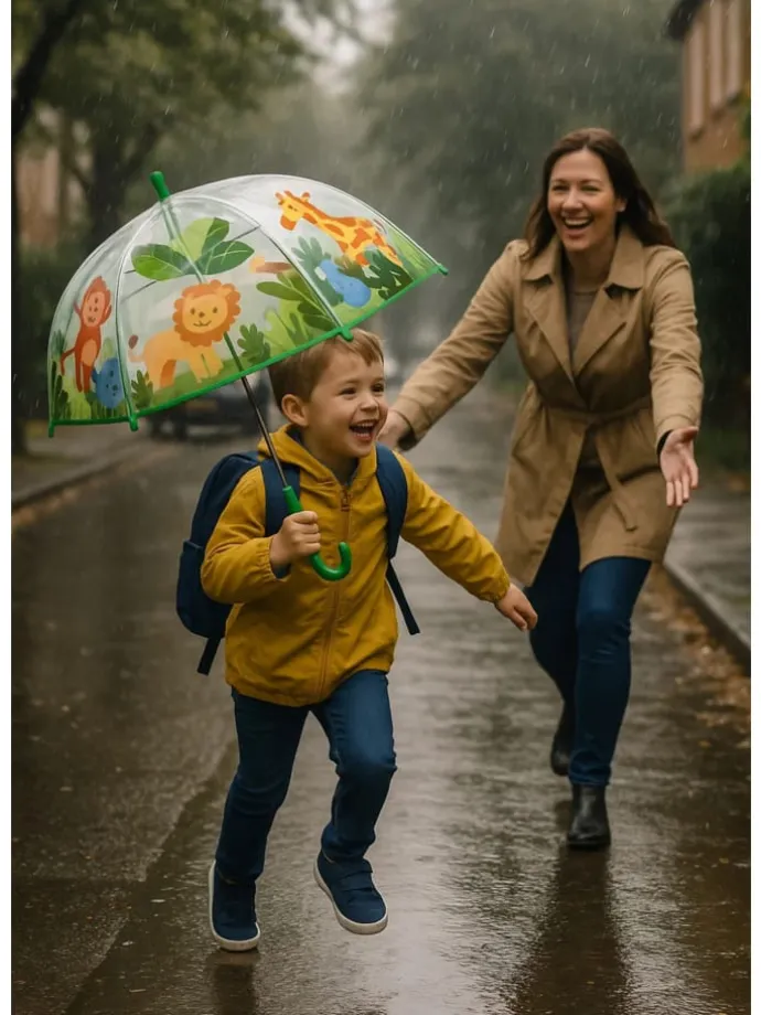 Kinder Regenschirm Dschungel Tiere in Mehrfarbig