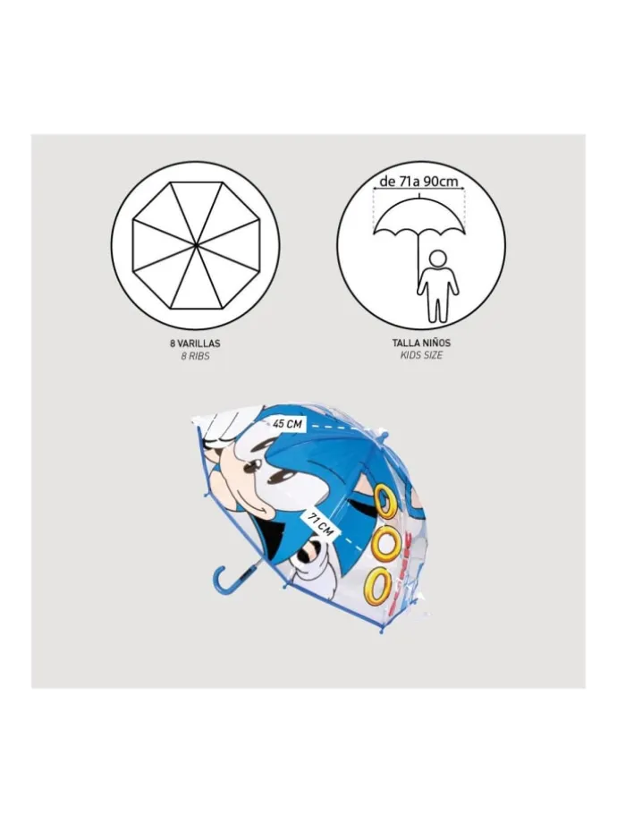 Kinder Regenschirm Transparent Ø 71 cm – Ringgriff
