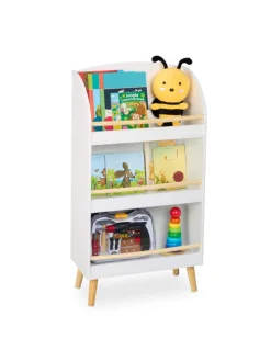 Kinderbücherregal in Weiß/ Natur - (B)50 x (H)95,5 x (T)24 cm