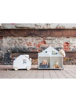 Kinderbücherregal mit Rollen in Weiß - (B)75 x (H)69 x (T)45 cm