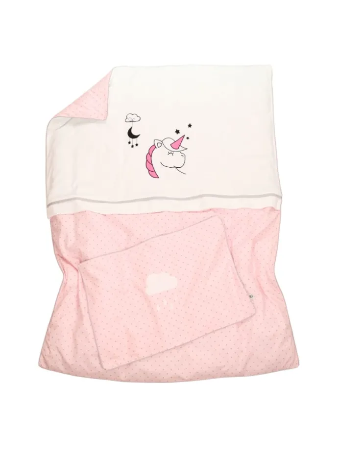 Kinderbettwäsche "EINHORN" in Pink - (L) 135 x (B) 100cm