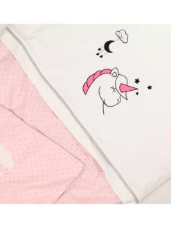 Kinderbettwäsche "EINHORN" in Pink - (L) 135 x (B) 100cm
