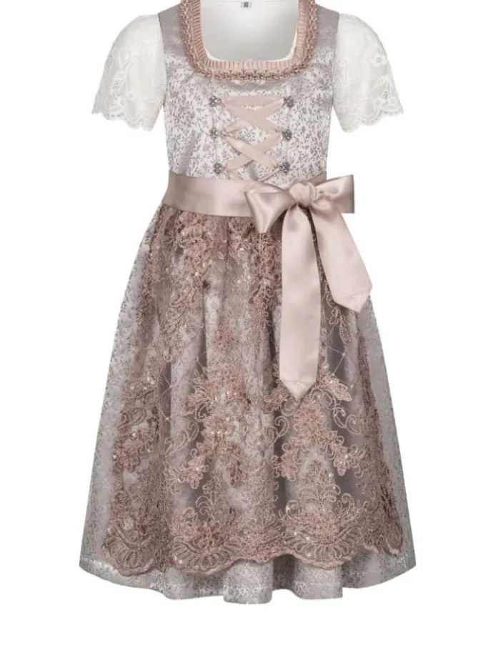 Kinderdirndl 3-teilig Elena in Silber Taupe