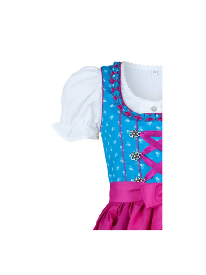 Kinderdirndl 3-teilig Emilia in Türkis-Fuchsia
