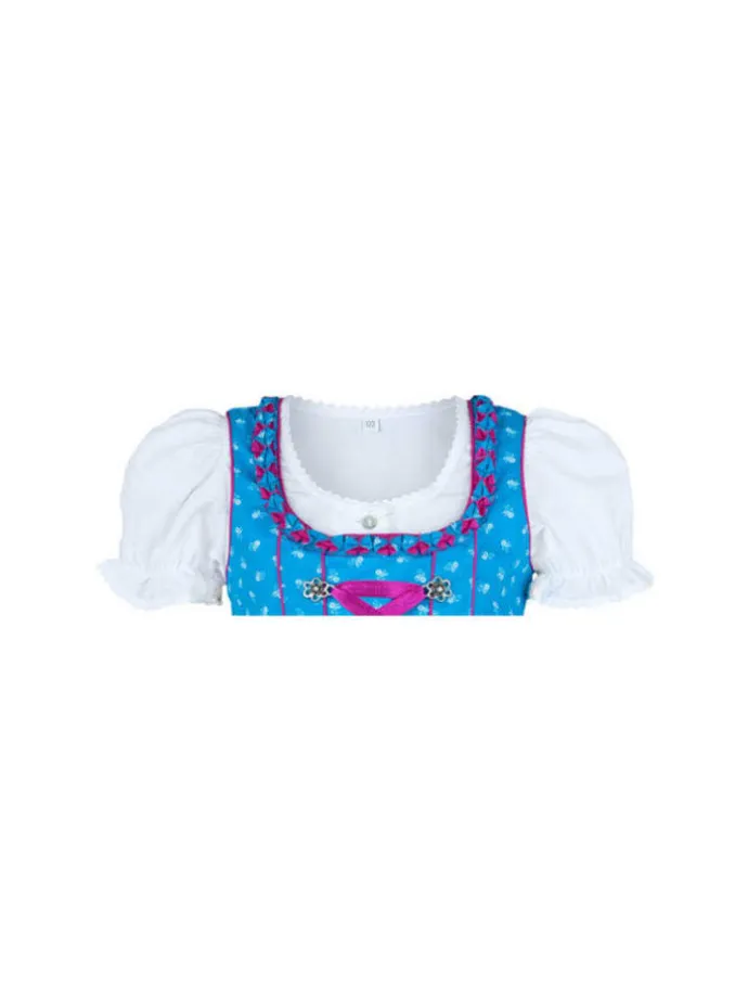 Kinderdirndl 3-teilig Emilia in Türkis-Fuchsia