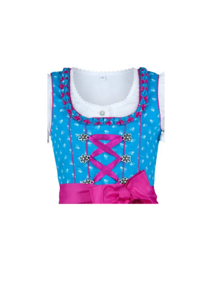 Kinderdirndl 3-teilig Emilia in Türkis-Fuchsia