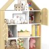 Kinderregal in Hausform in Hellbraun