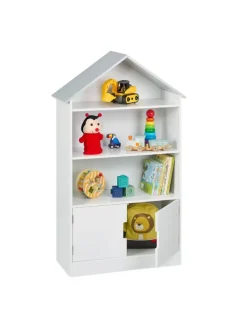 Kinderregal in Weiß/ Grau - (B)68 x (H)115 x (T)28 cm