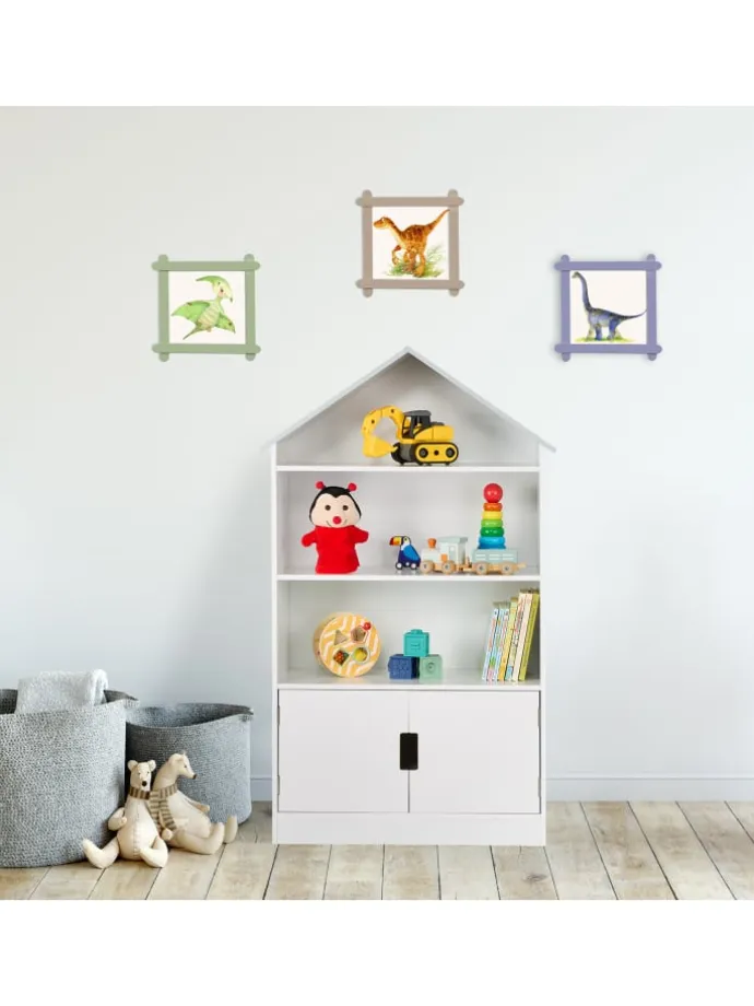 Kinderregal in Weiß/ Grau - (B)68 x (H)115 x (T)28 cm