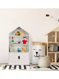 Kinderregal in Weiß/ Grau - (B)68 x (H)115 x (T)28 cm