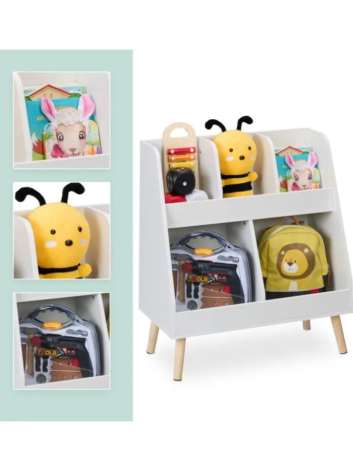 Kinderregal in Weiß/ Natur - (B)60 x (H)66 x (T)30 cm