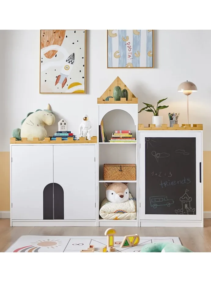Kinderregal in Weiß und Natur - (B)63 x (H)100 x (T)30cm