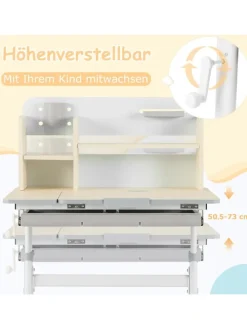 Kinderschreibtisch höhenverstellbar für 3-12 Jahre Kinder in Grau
